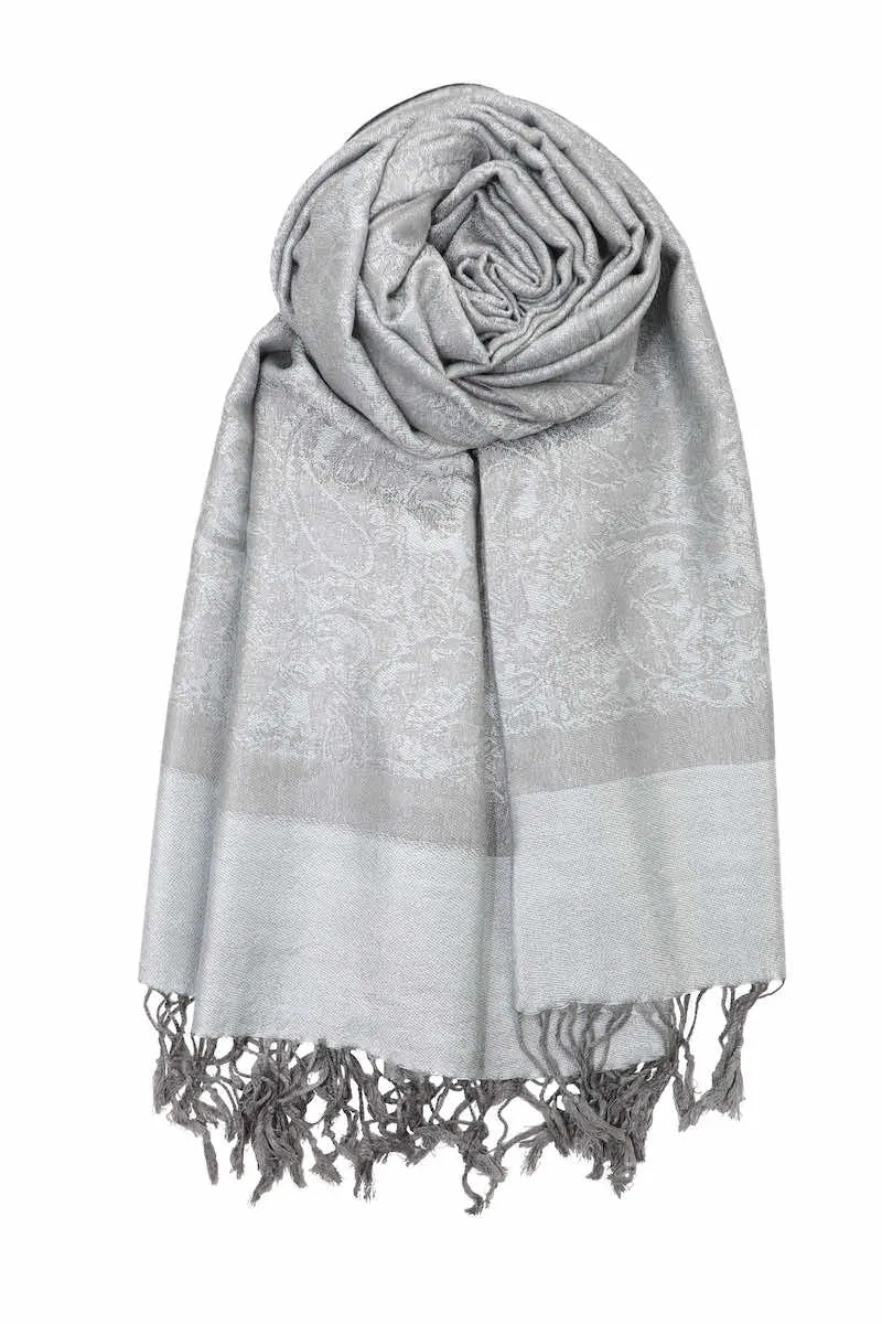 Achillea Two Tone Vintage Jacquard Paisley Pashmina Scarf