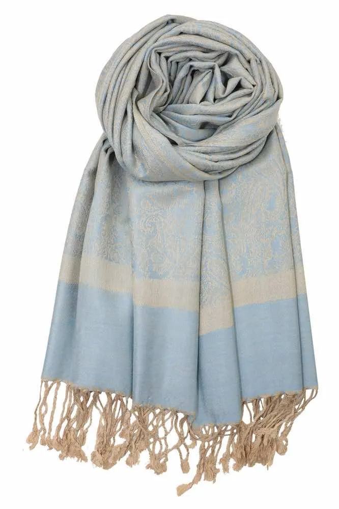 Achillea Two Tone Vintage Jacquard Paisley Pashmina Scarf