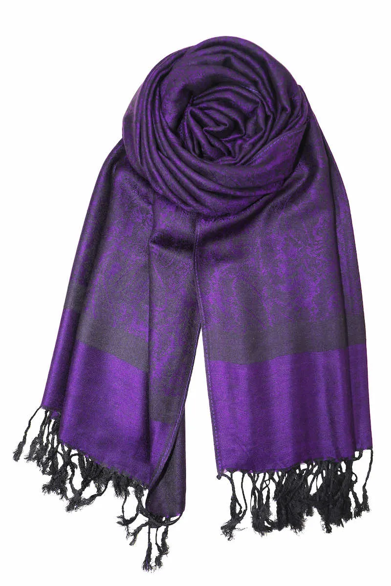 Achillea Two Tone Vintage Jacquard Paisley Pashmina Scarf