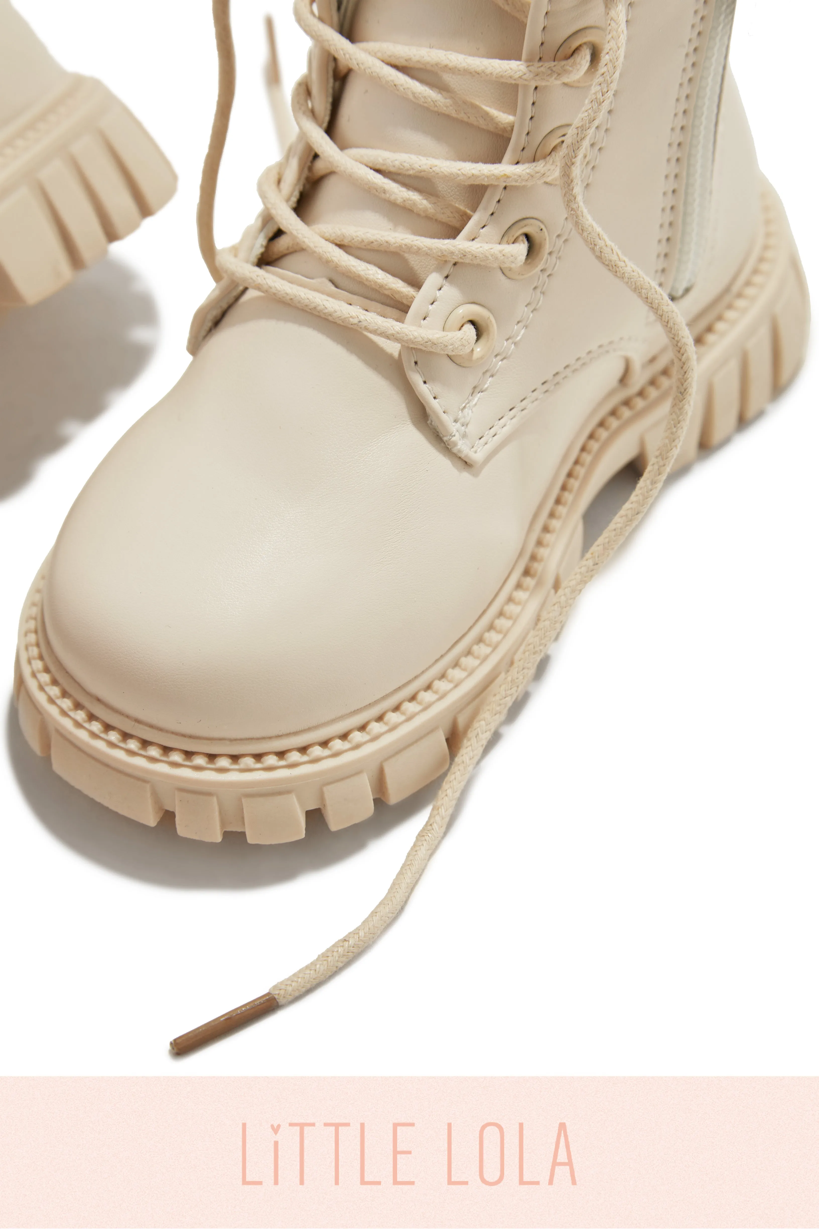 Ariella Kids Lace Up Boots - Nude