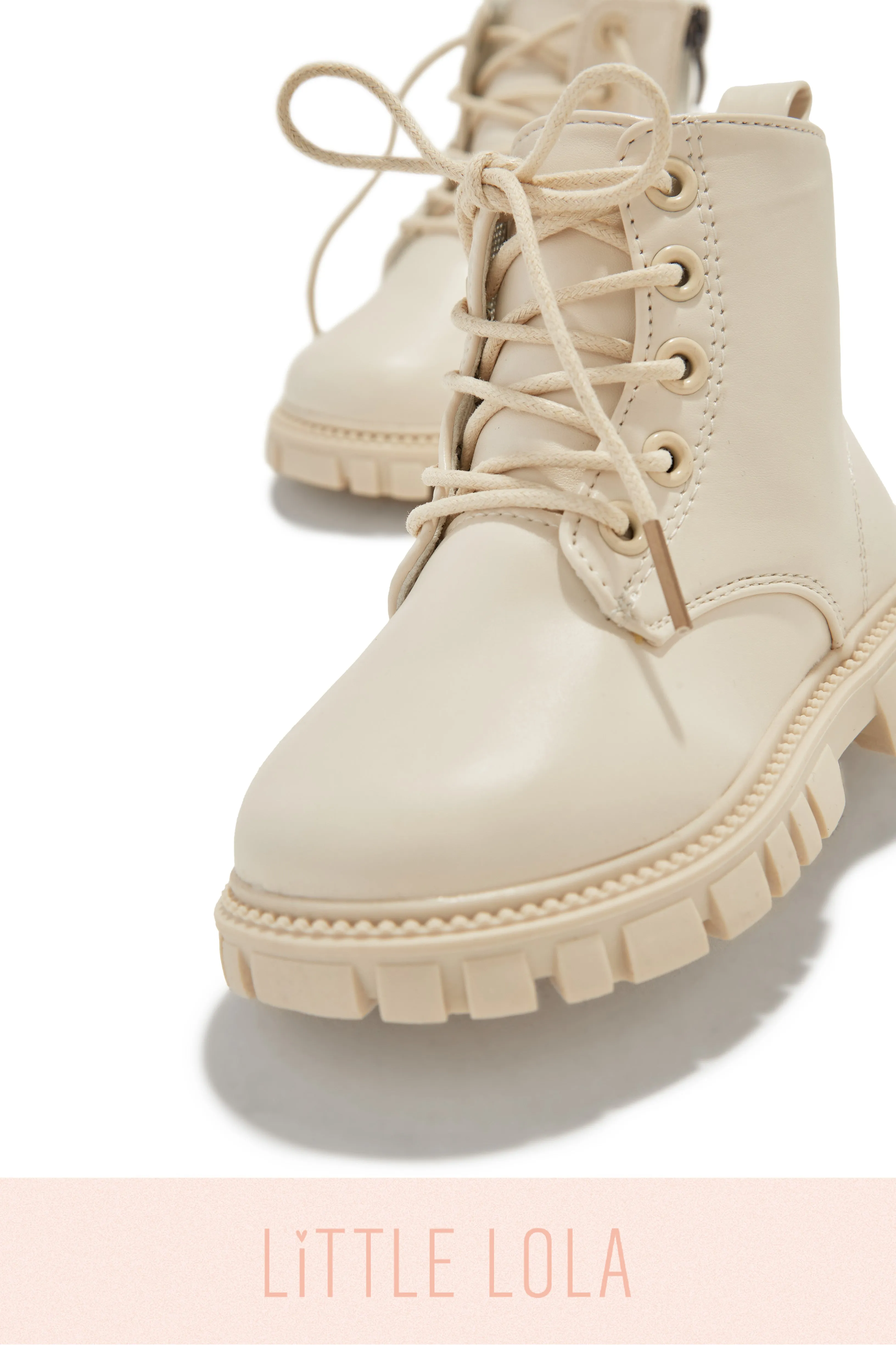 Ariella Kids Lace Up Boots - Nude