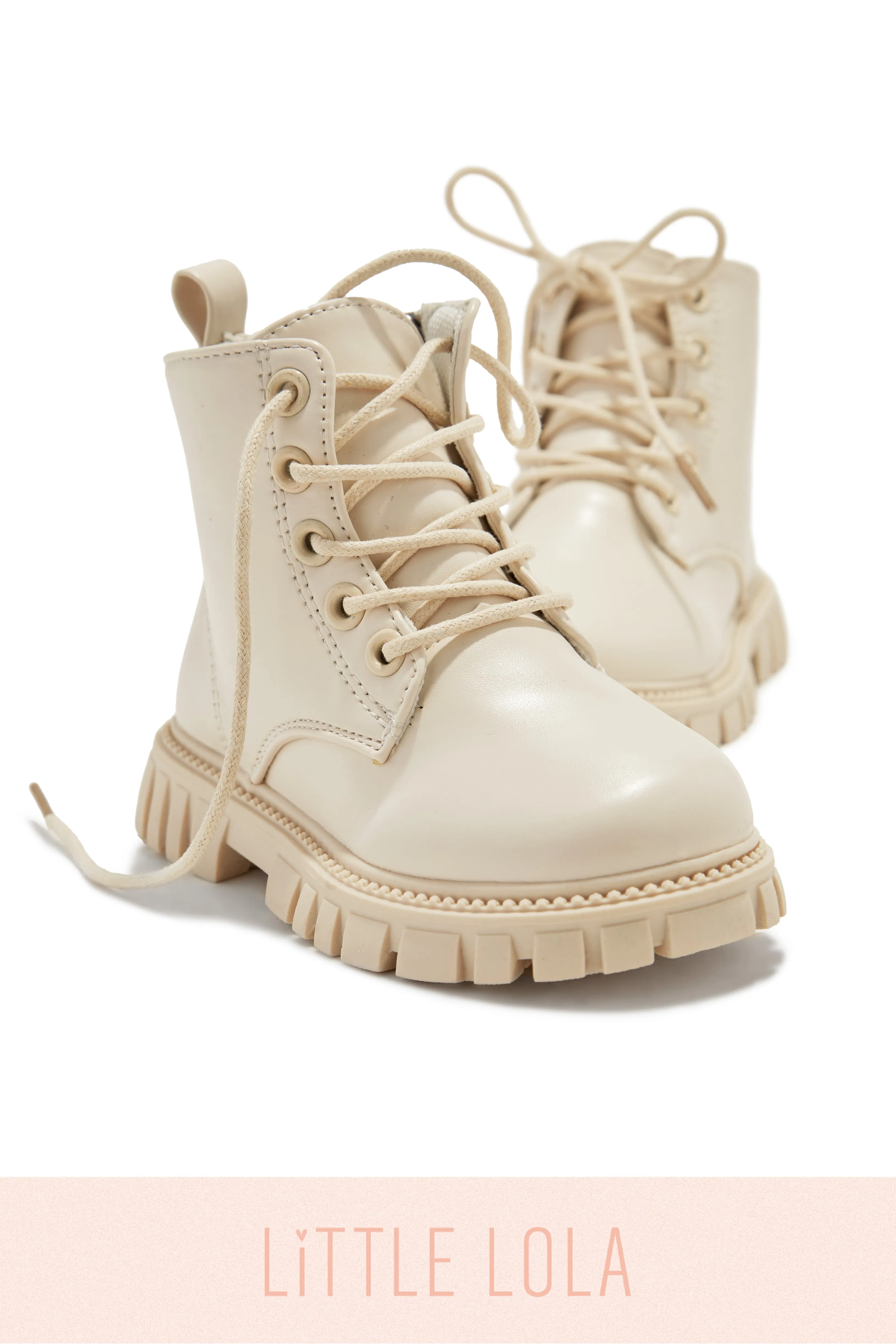 Ariella Kids Lace Up Boots - Nude