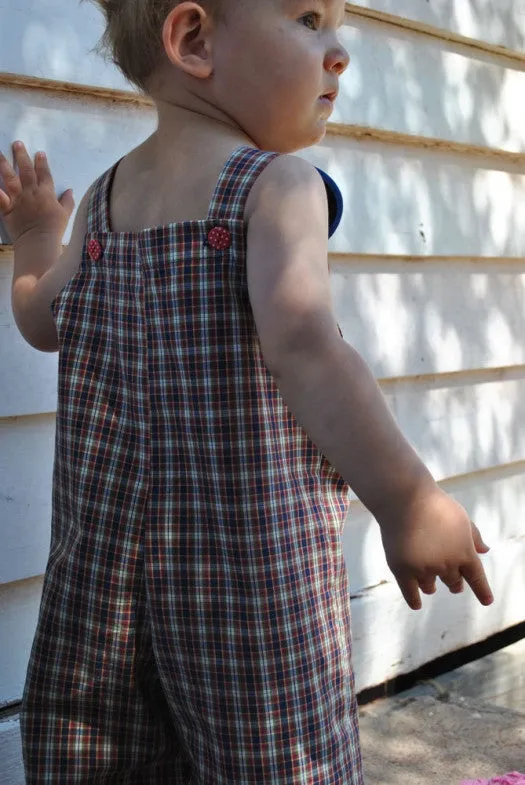 Baby Boy's Sewing Pattern for Overalls/Romper sizes 9 months to 4 years.