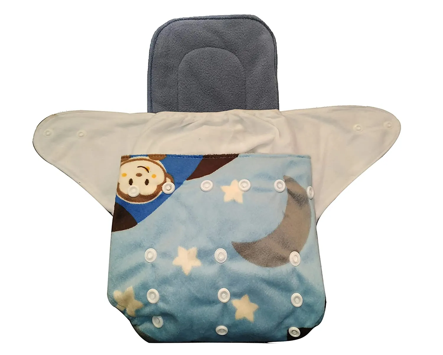 Babymoon 1 Cloth Diaper with 5Layers Grey Insert Premium Adjustable Reusable Cloth Diaper ( Blue Space Shuttle)