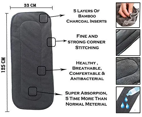 Babymoon 1 Cloth Diaper with 5Layers Grey Insert Premium Adjustable Reusable Cloth Diaper ( Blue Space Shuttle)