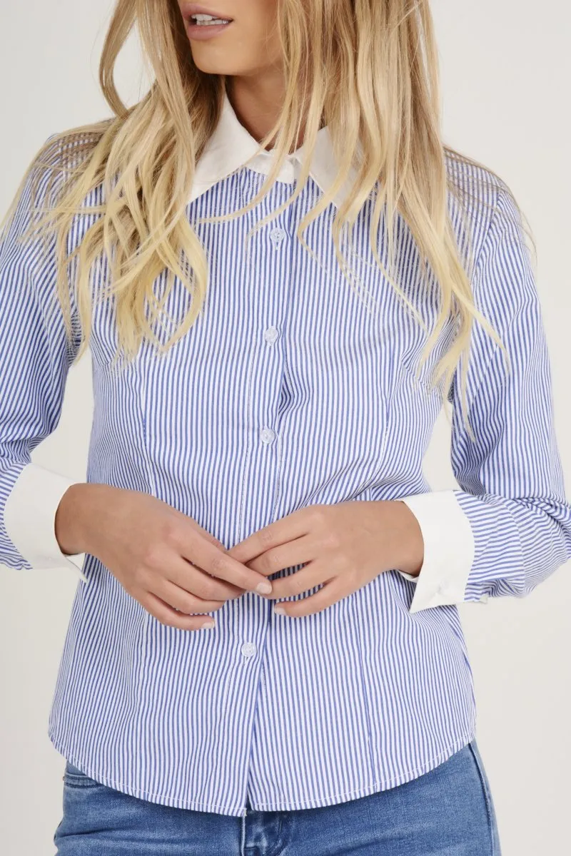 Blue Stripe Collared Shirt - Nelly