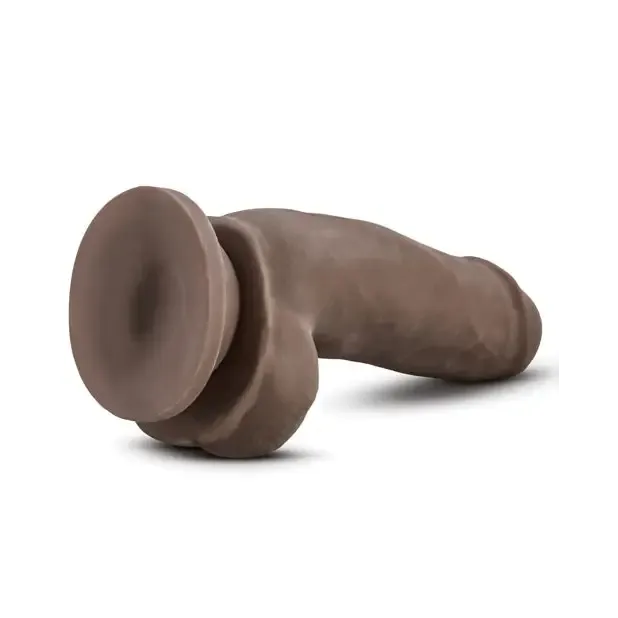 Blush Au Naturel 7 in. Fat Boy Posable Dual Density Dildo with Balls & Suction Cup Brown