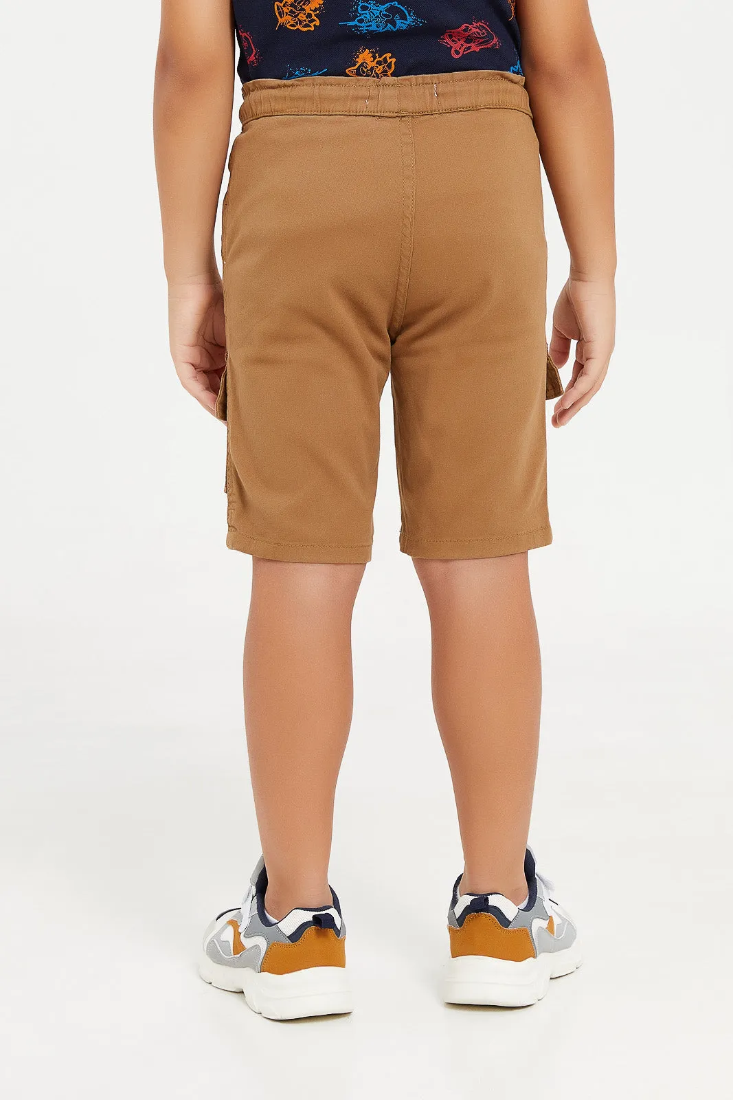 Boys Brown Cargo Pocket Pull On Short