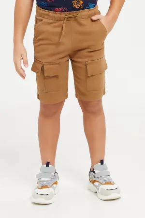 Boys Brown Cargo Pocket Pull On Short