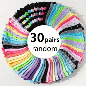 Buy 20 Pairs & Get 10 Free Pairs of candy colored short socks for spring, summer, and autumn, comfortable, soft, and breathable, suitable for women