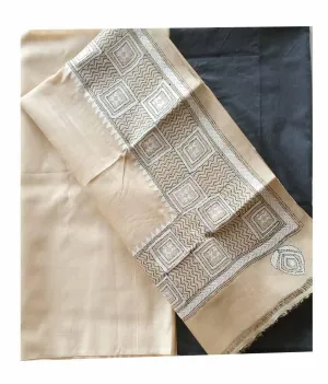 Churidar Material: Top in Dessy Tussar Silk Dupatta in Kanta Tussar Silk and Bottom in Cotton Silk (Un-stitched) -180100342