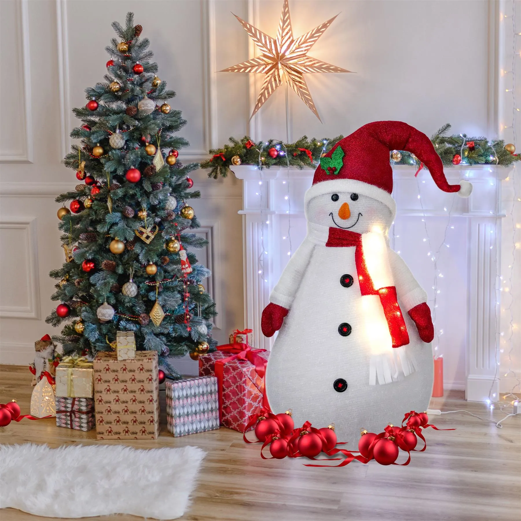 Collapsible Snowman Christmas Decoration with LED lights