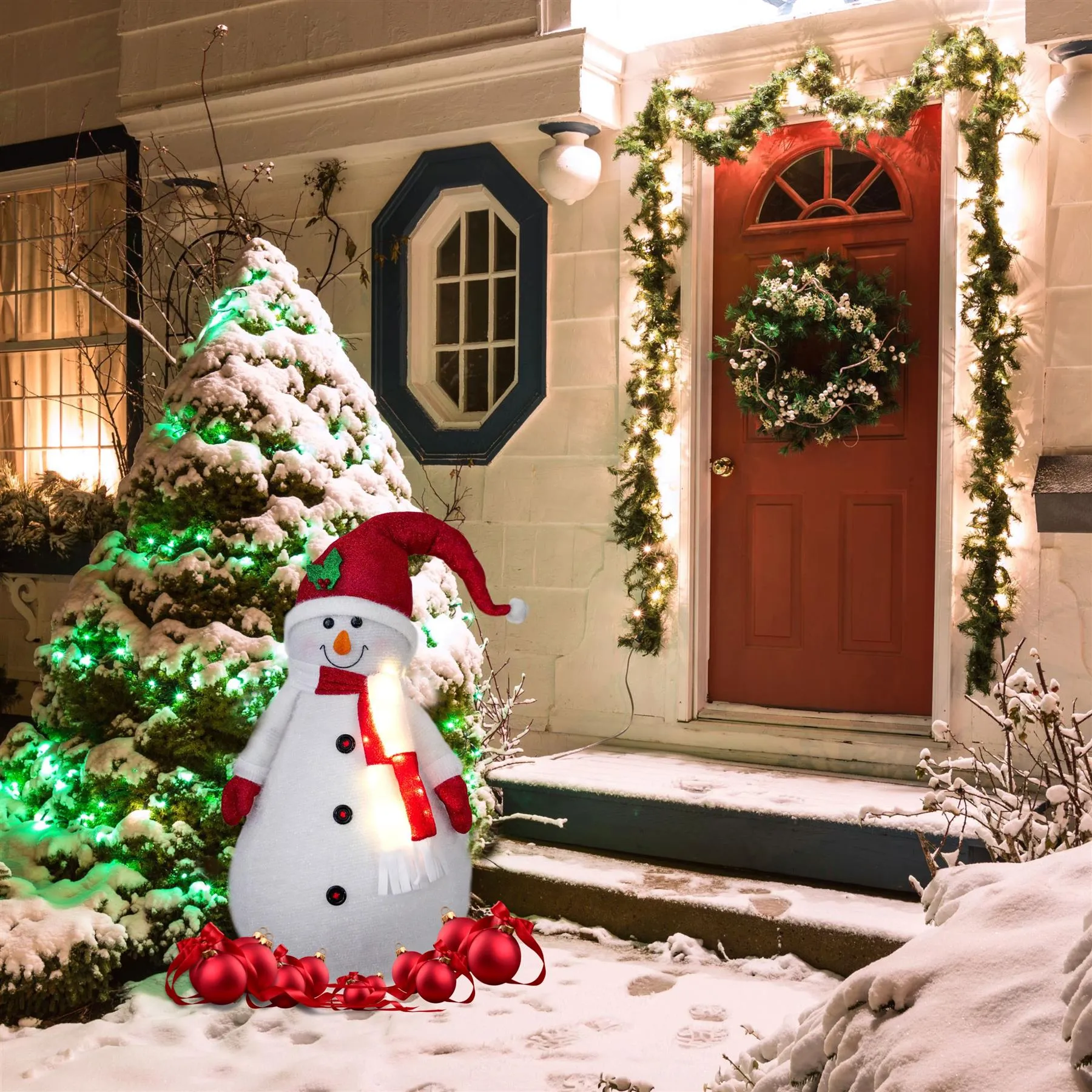 Collapsible Snowman Christmas Decoration with LED lights