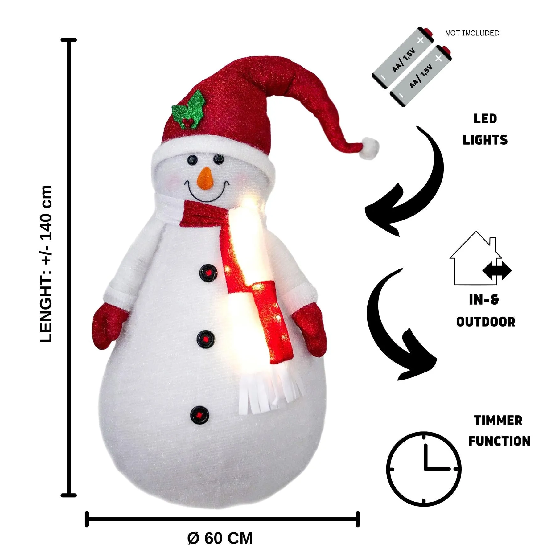 Collapsible Snowman Christmas Decoration with LED lights