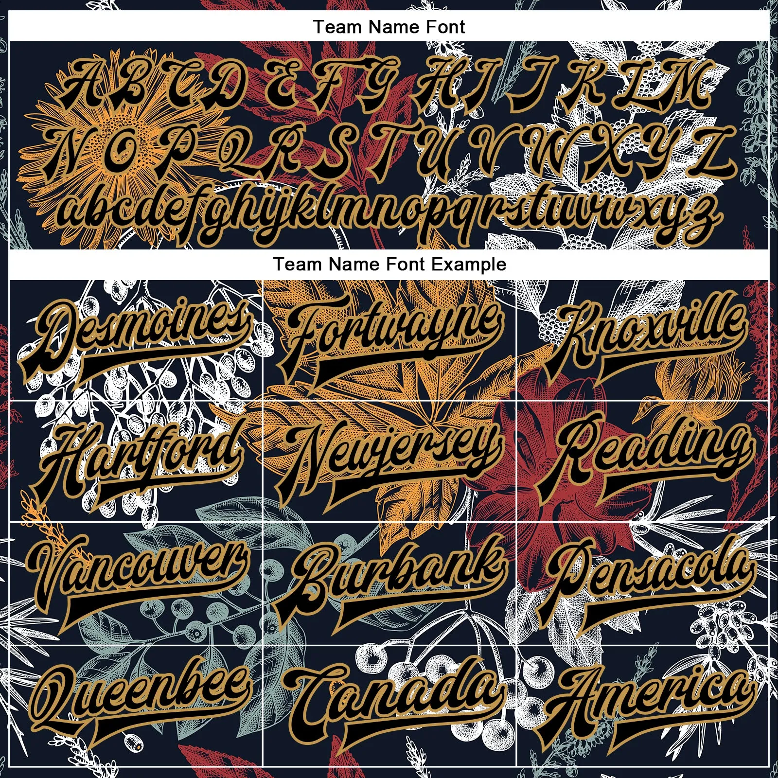 Custom Black Old Gold Flowers And Branches 3D Pattern Design Bomber Full-Snap Varsity Letterman Jacket