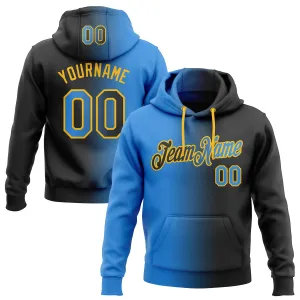 Custom Stitched Black Powder Blue-Gold Gradient Fashion Sports Pullover Sweatshirt Hoodie