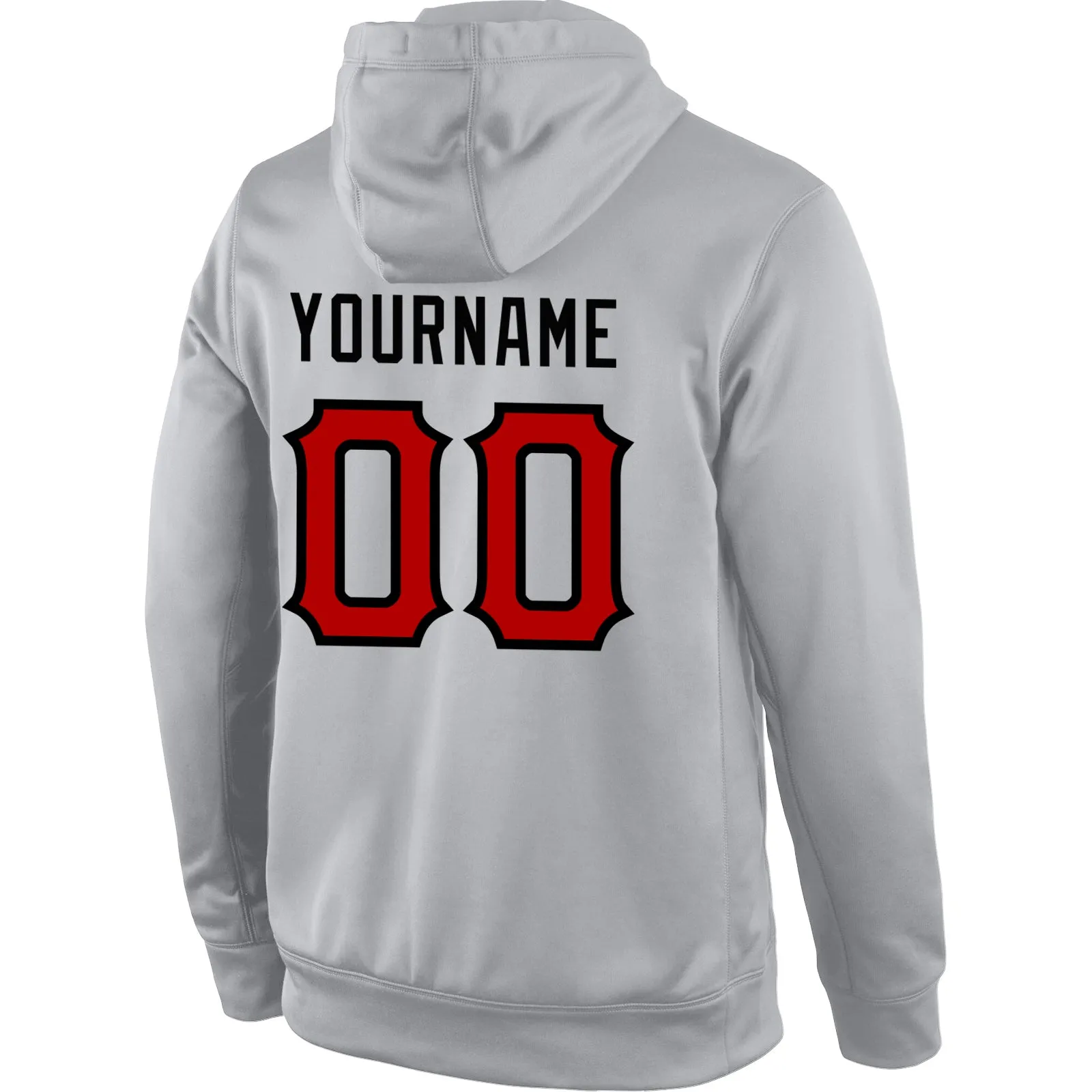 Custom Stitched Gray Red-Black Sports Pullover Sweatshirt Hoodie