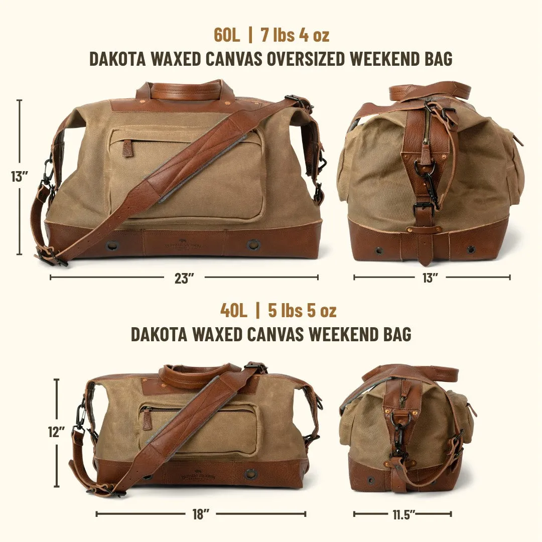 Dakota Waxed Canvas Oversized Weekend Bag | Field Khaki w/ Chestnut Brown Leather