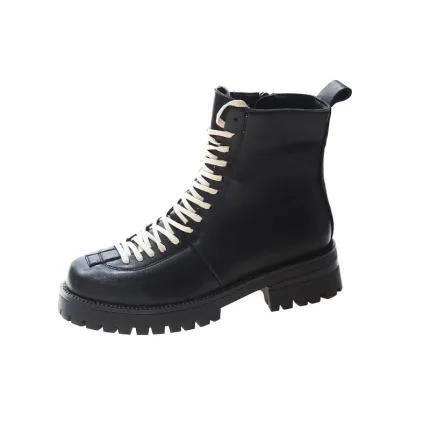 Egirl Aesthetic Side Zipper Plus Velvet Black Boots