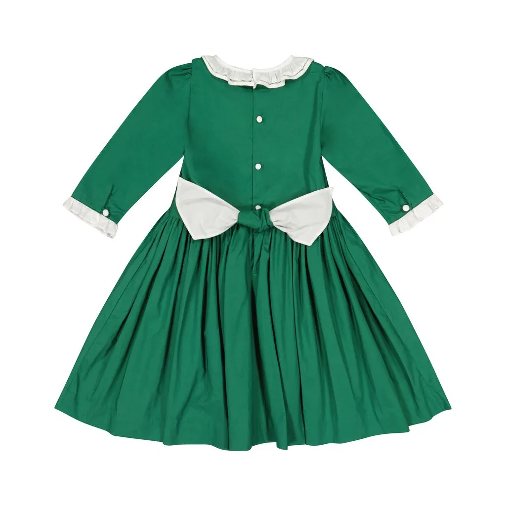 HEIDI GREEN WINTER SMOCKED DRESS