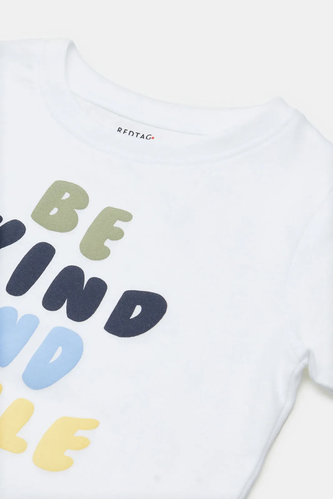 Infant Boys White Be Kind And Smile Print T-Shirt