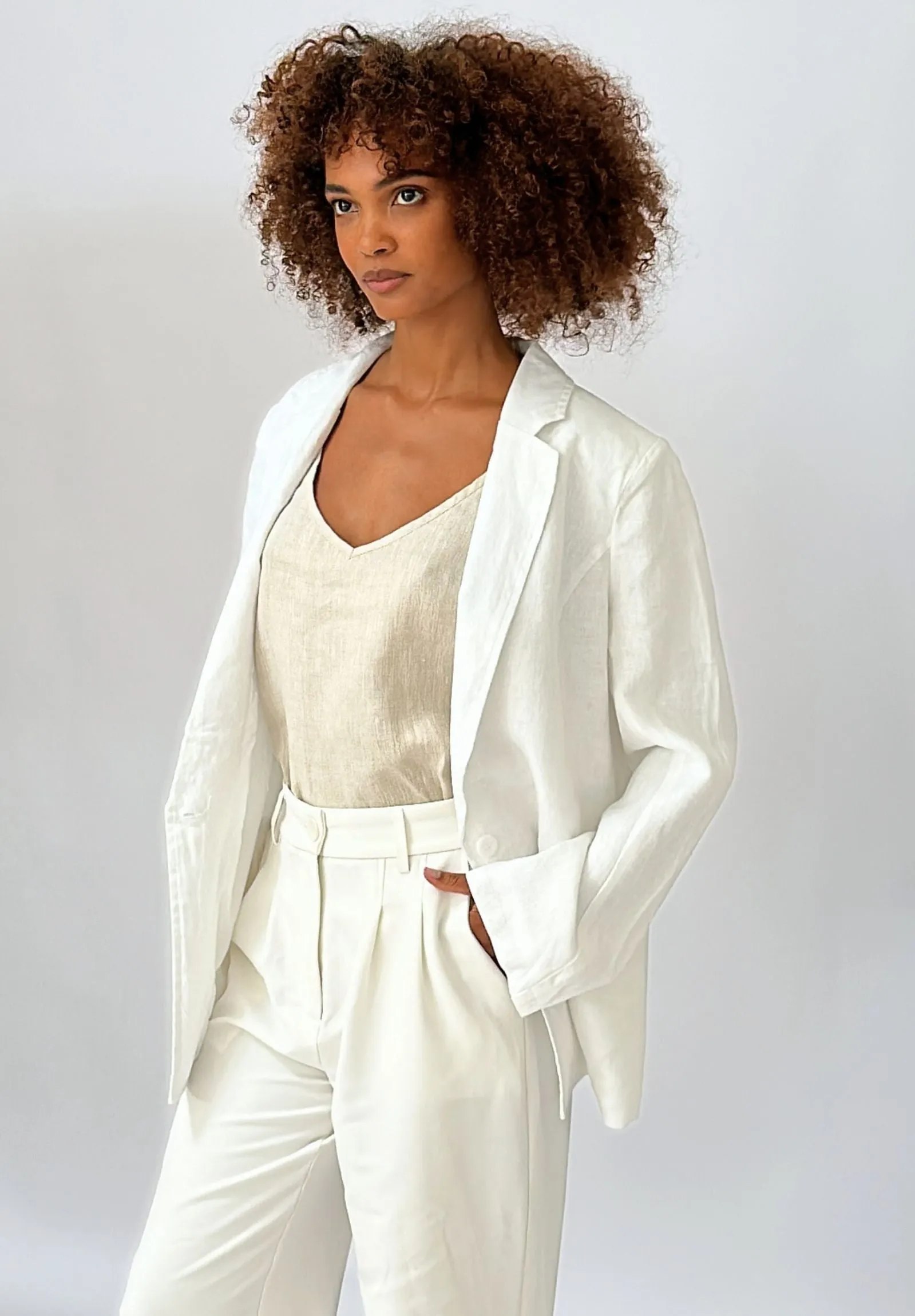 Jackie White Oversized Linen Blazer