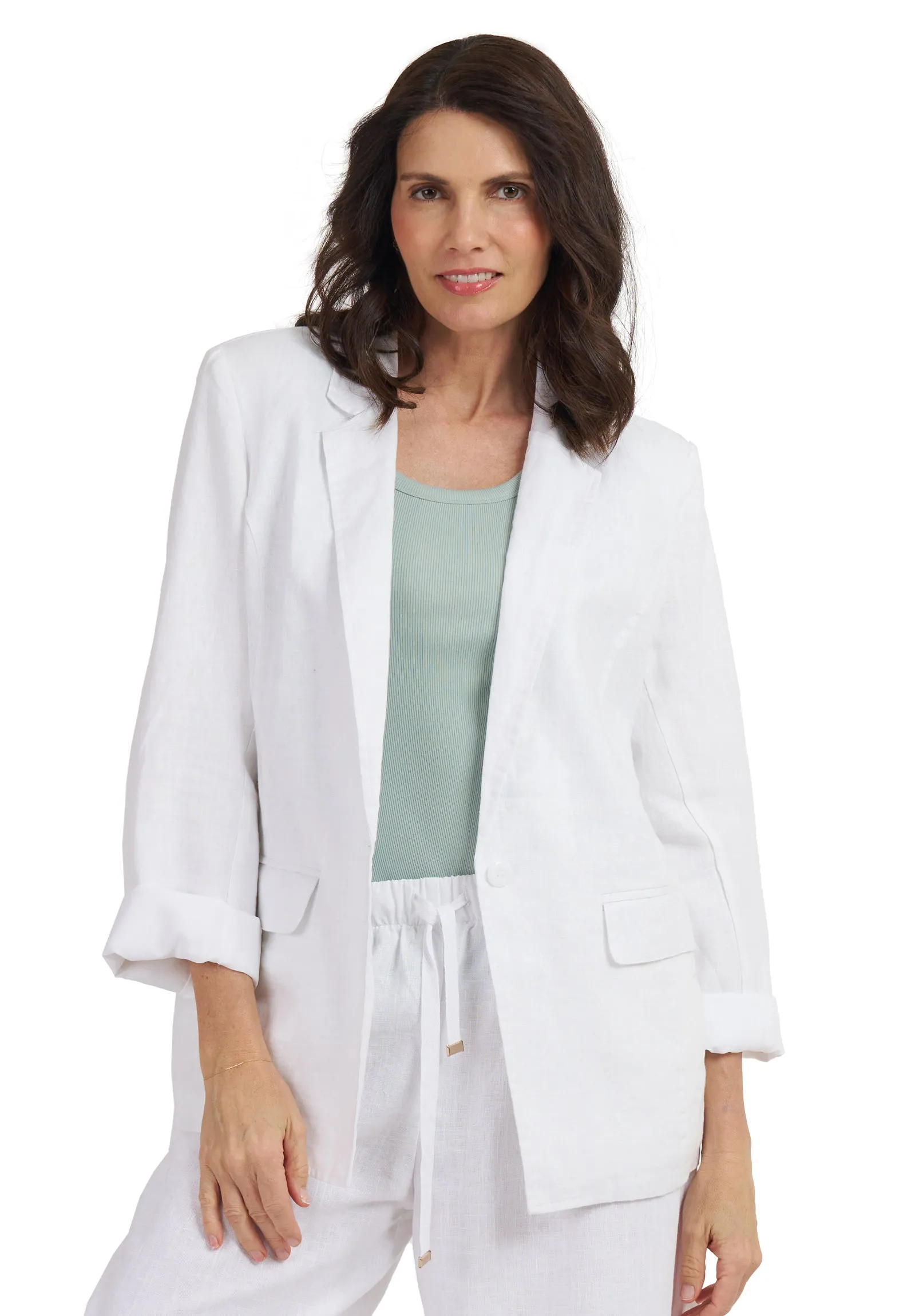 Jackie White Oversized Linen Blazer