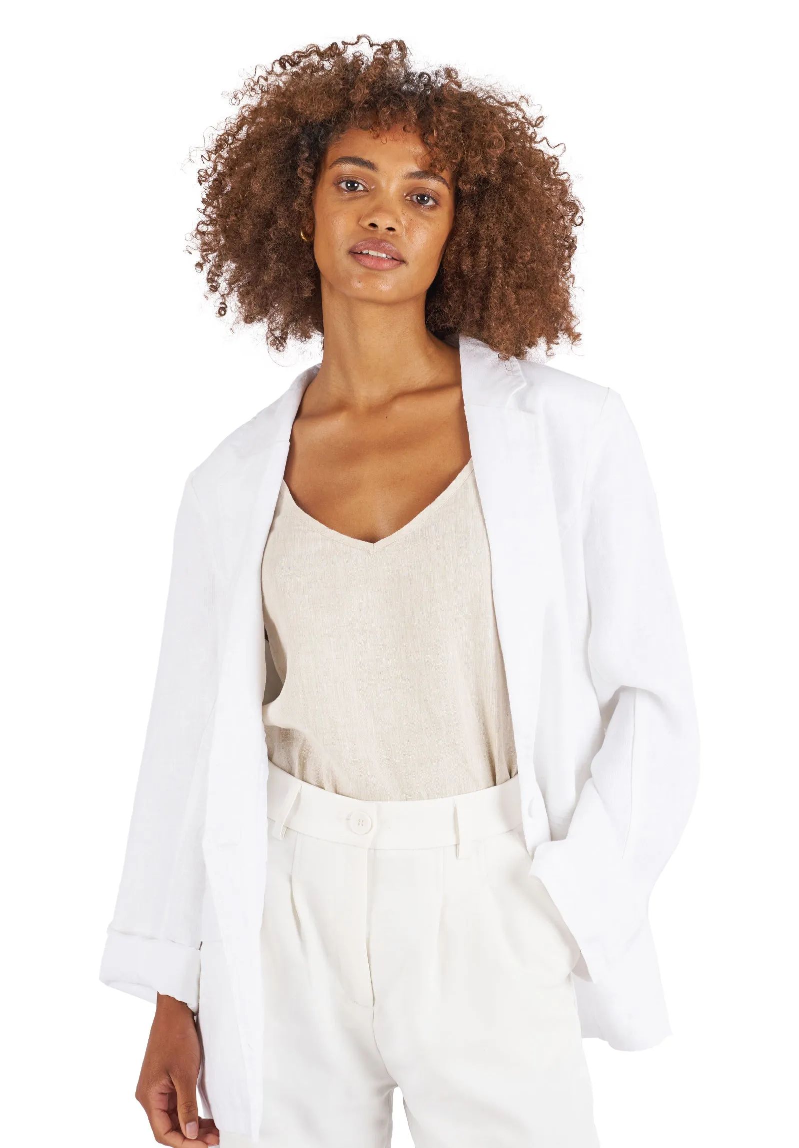 Jackie White Oversized Linen Blazer