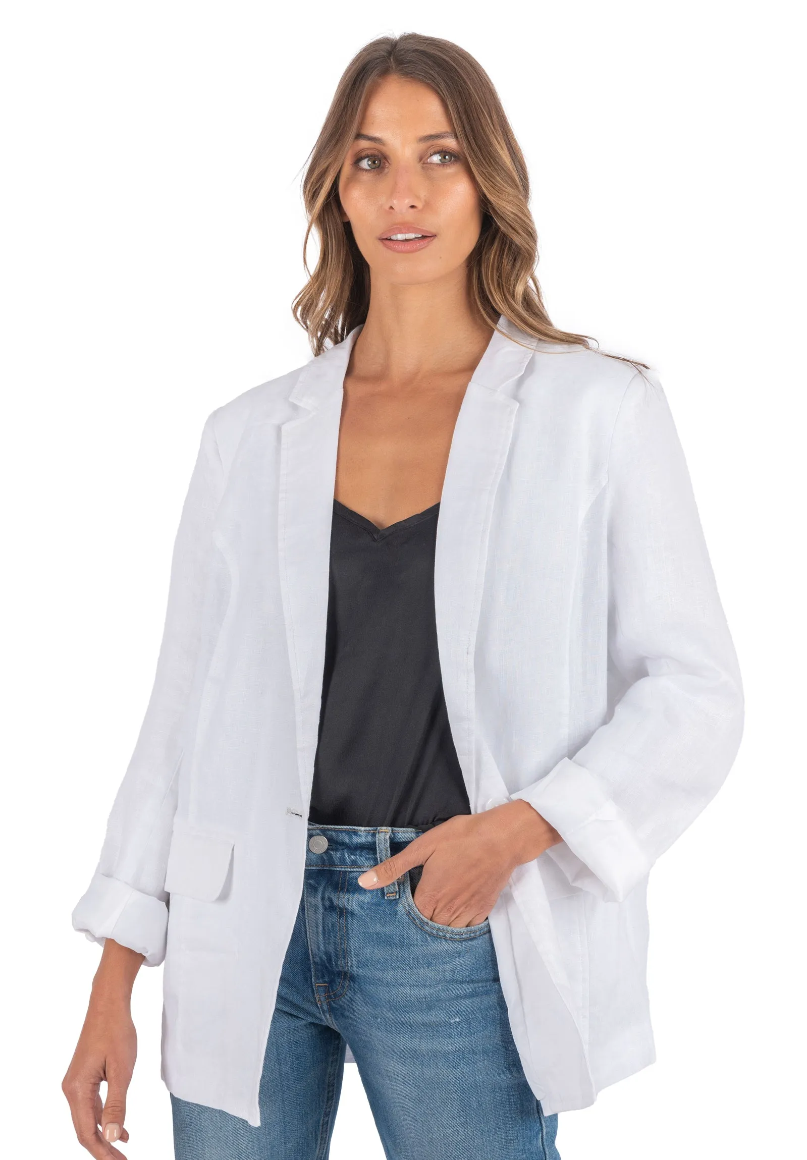 Jackie White Oversized Linen Blazer