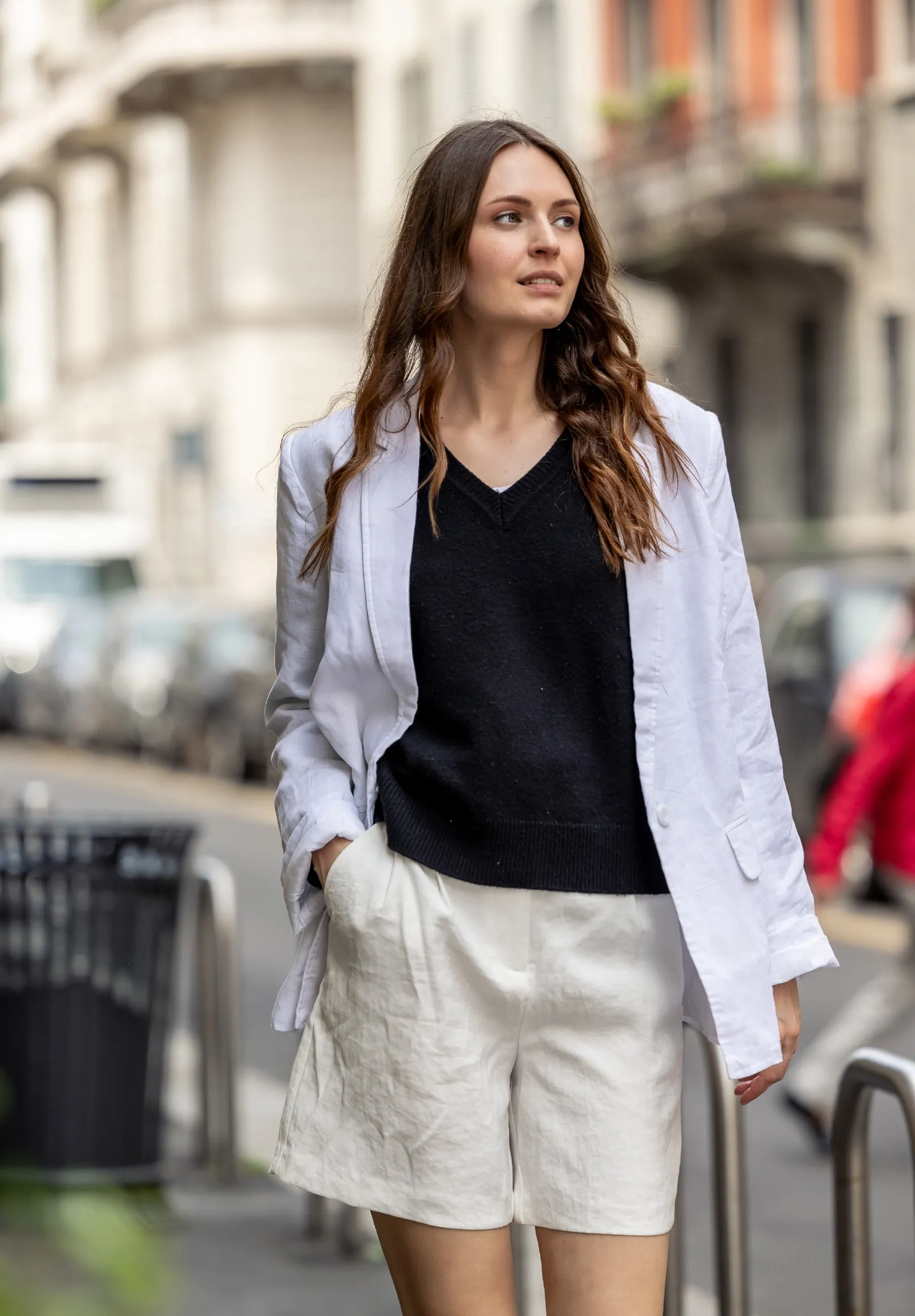 Jackie White Oversized Linen Blazer