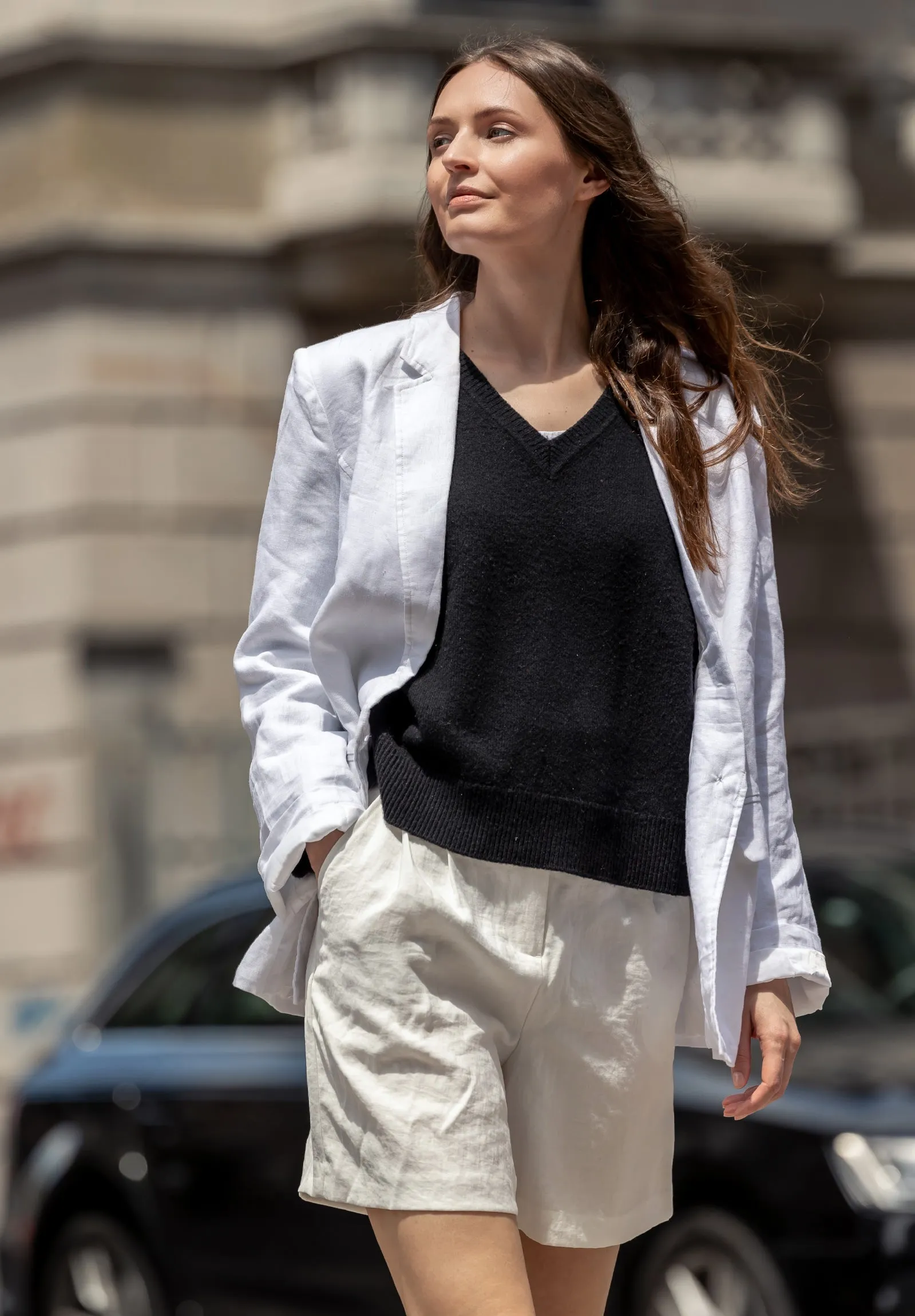 Jackie White Oversized Linen Blazer