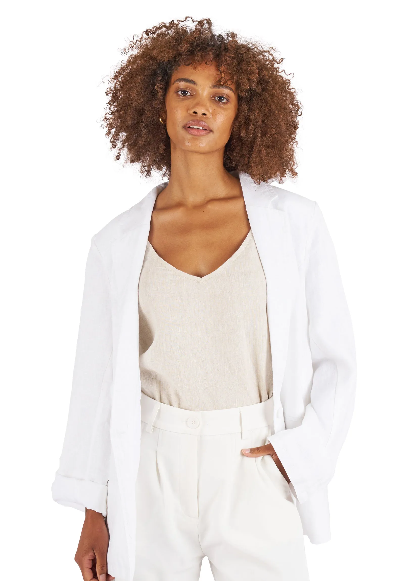 Jackie White Oversized Linen Blazer