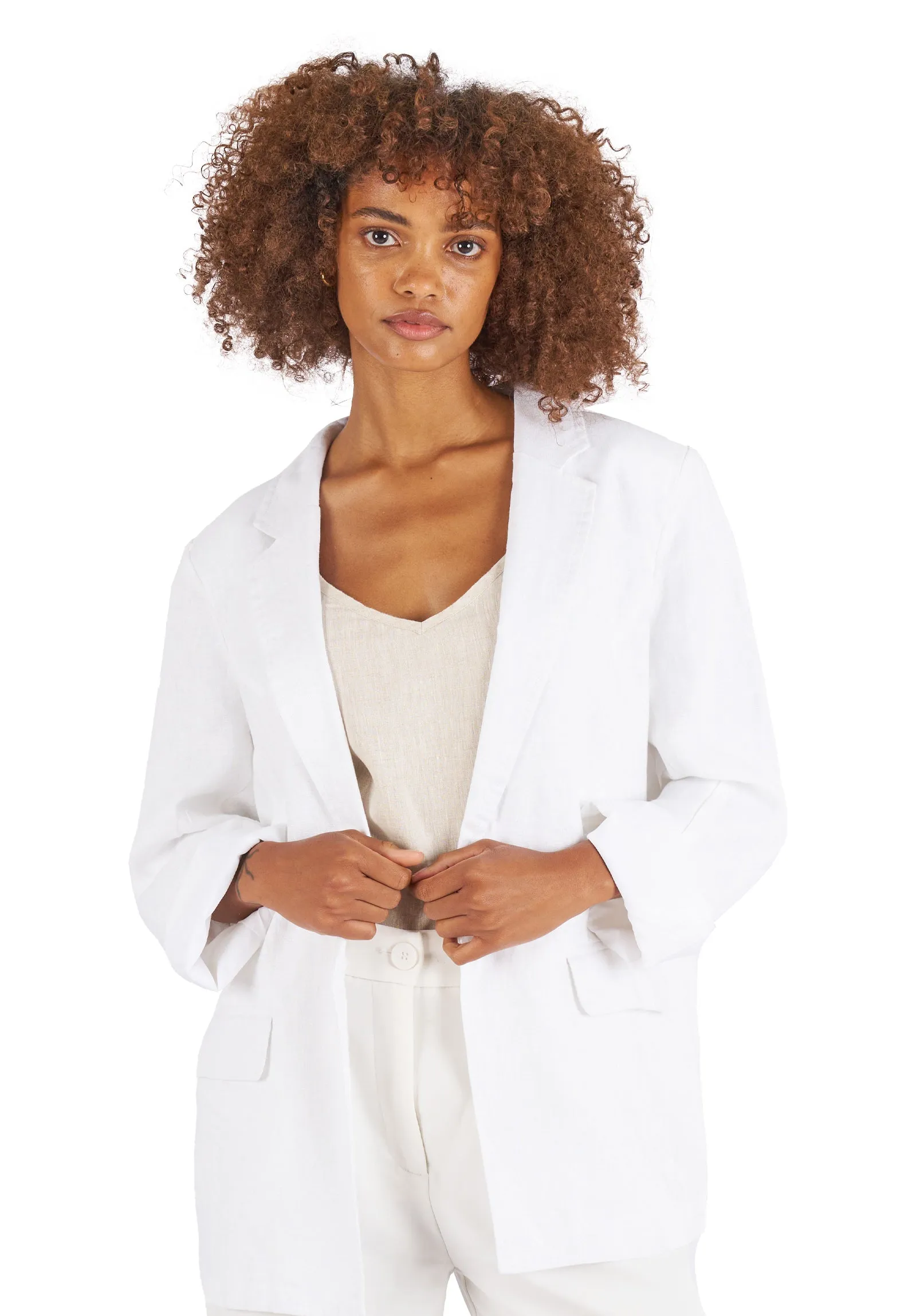 Jackie White Oversized Linen Blazer