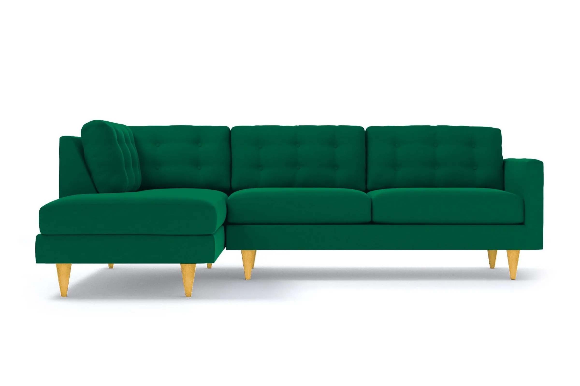 Logan 2pc Velvet Sectional Sofa :: Leg Finish: Natural / Configuration: LAF - Chaise on the Left