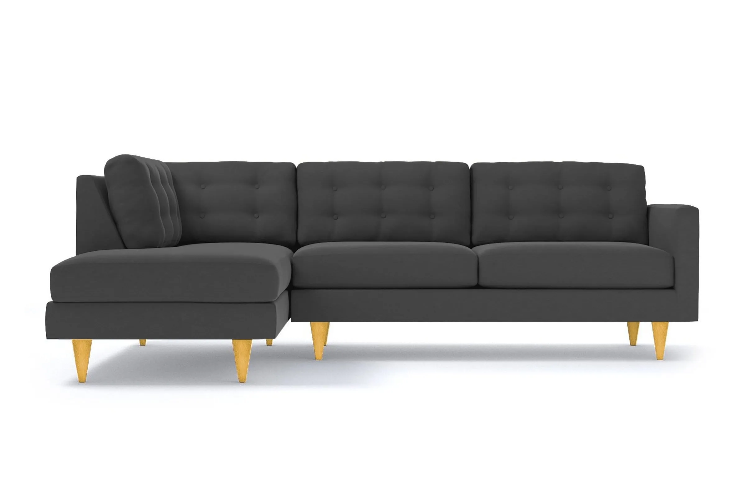 Logan 2pc Velvet Sectional Sofa :: Leg Finish: Natural / Configuration: LAF - Chaise on the Left