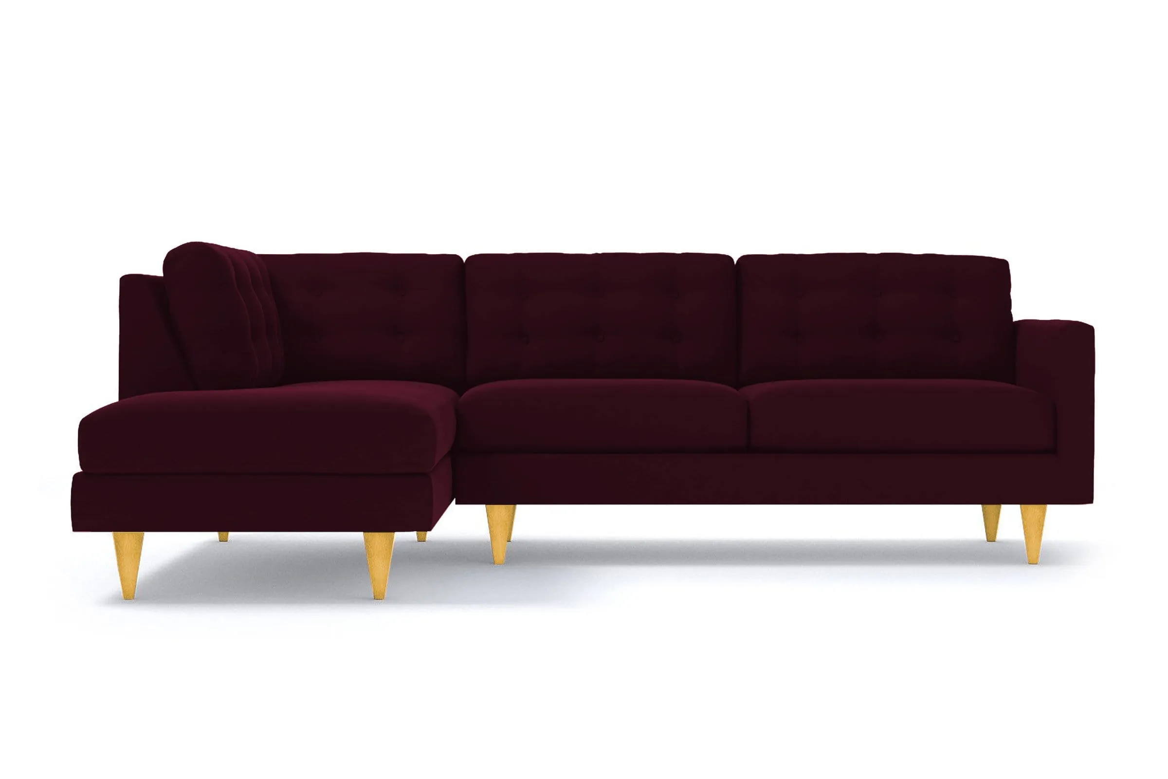 Logan 2pc Velvet Sectional Sofa :: Leg Finish: Natural / Configuration: LAF - Chaise on the Left