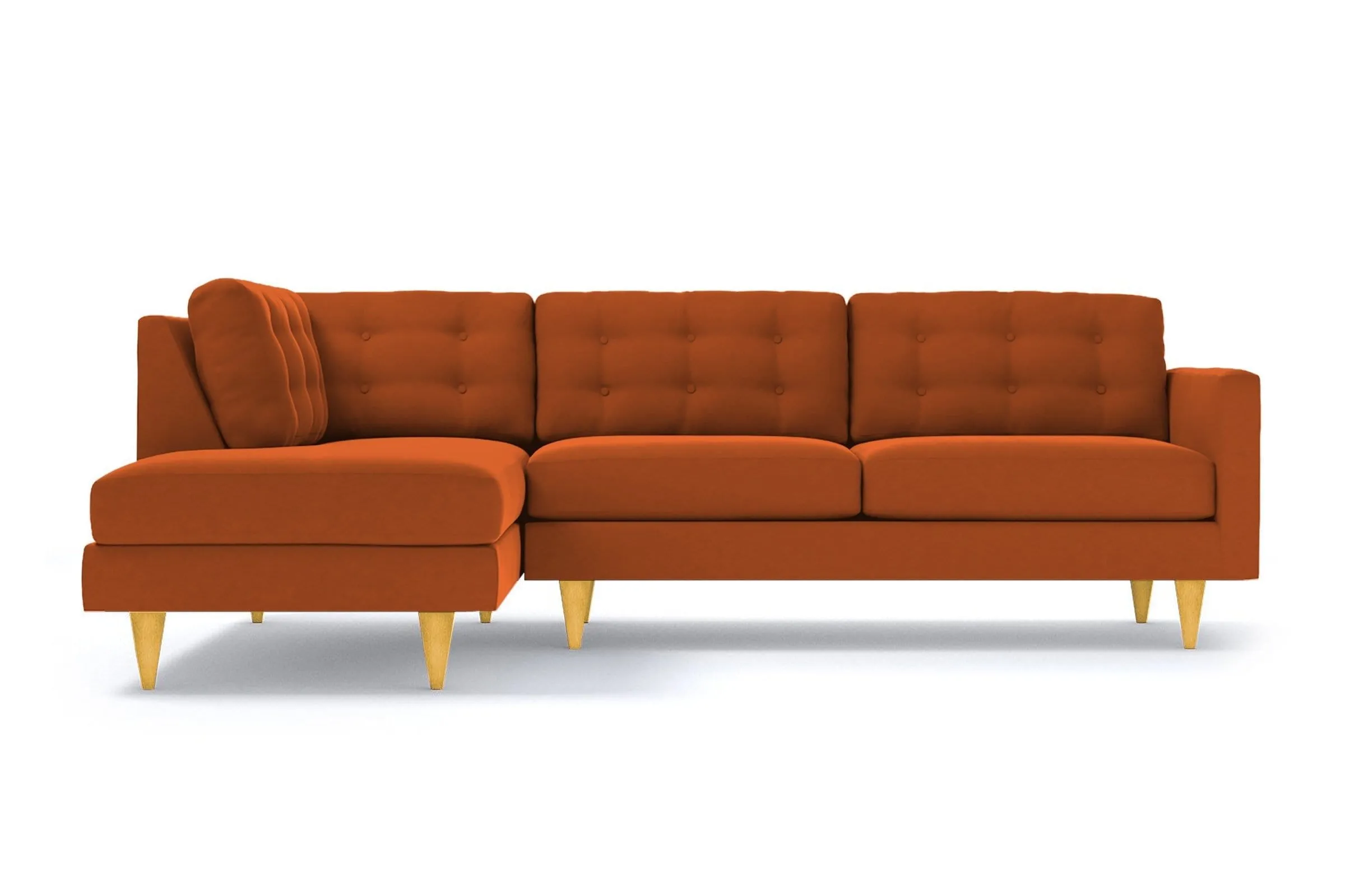 Logan 2pc Velvet Sectional Sofa :: Leg Finish: Natural / Configuration: LAF - Chaise on the Left