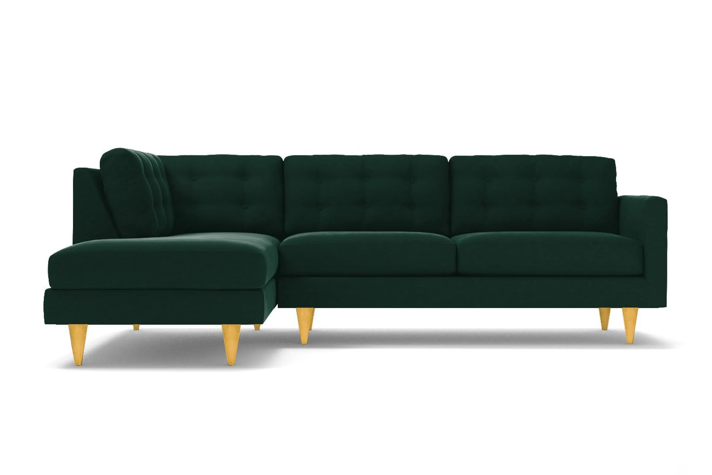 Logan 2pc Velvet Sectional Sofa :: Leg Finish: Natural / Configuration: LAF - Chaise on the Left