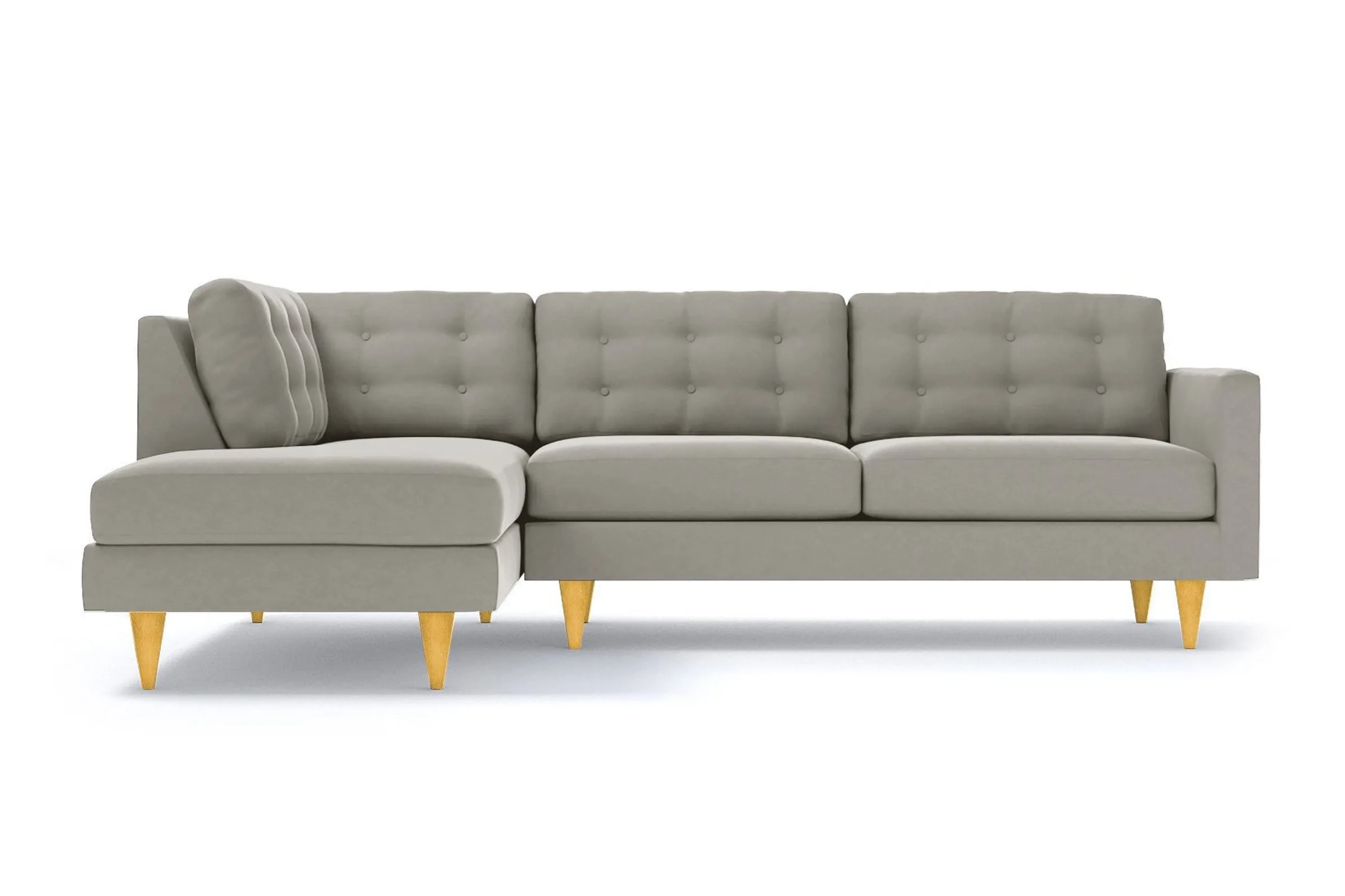 Logan 2pc Velvet Sectional Sofa :: Leg Finish: Natural / Configuration: LAF - Chaise on the Left