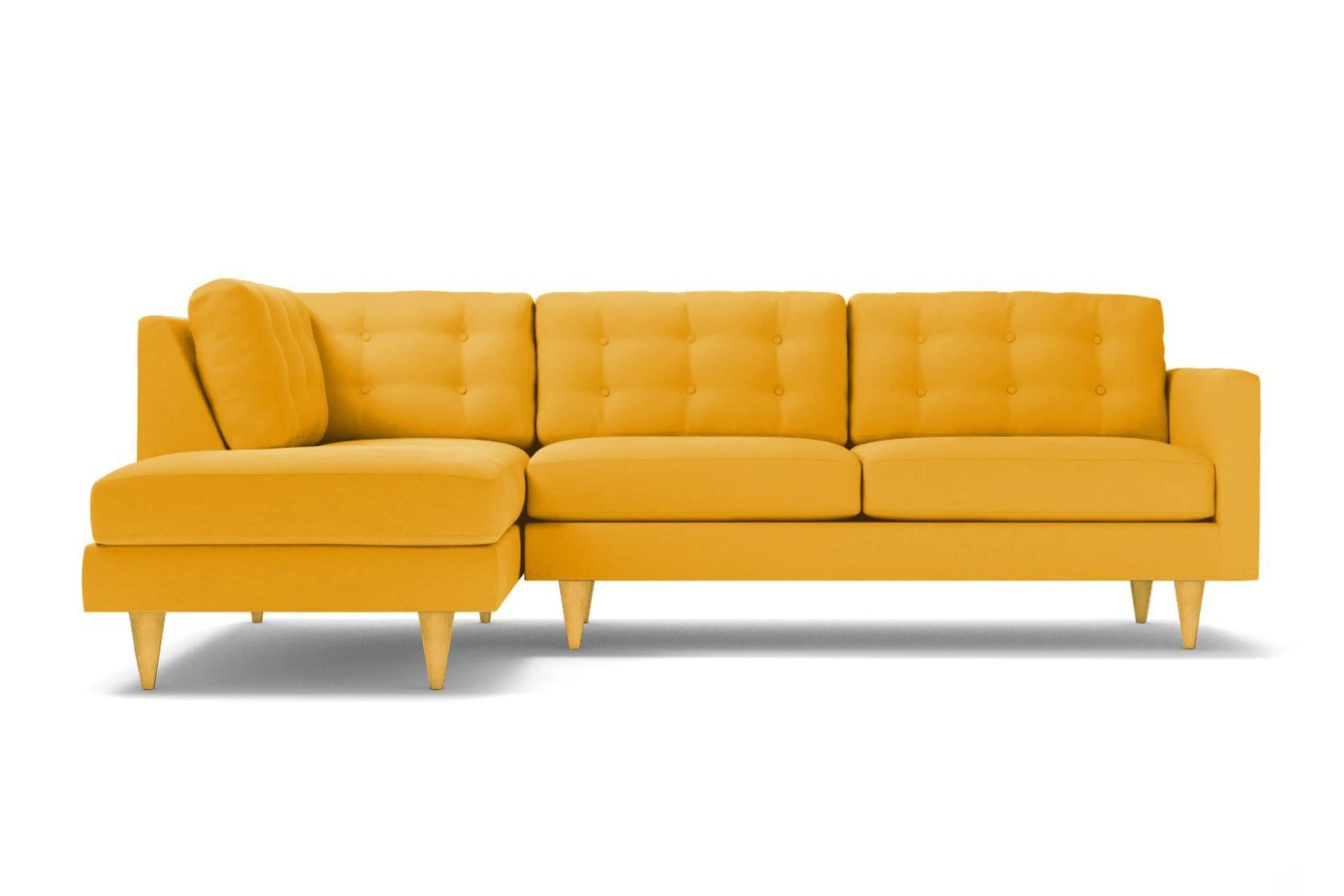 Logan 2pc Velvet Sectional Sofa :: Leg Finish: Natural / Configuration: LAF - Chaise on the Left