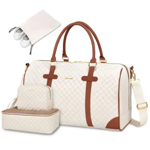 Lovevook All-in-One 3-Piece Beige & Brown Travel Set for Weekend Escapes