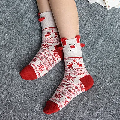 New 2016 Women Sock Winter Warm Christmas Gifts Stereo Socks Soft Cotton Cute Santa Claus Deer Socks Xmas Christmas socks S01