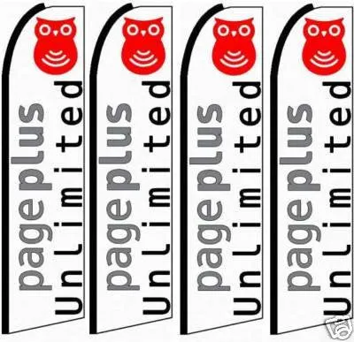 Page Plus Unlimited Four (4) Swooper Feather Banner Flag Signs