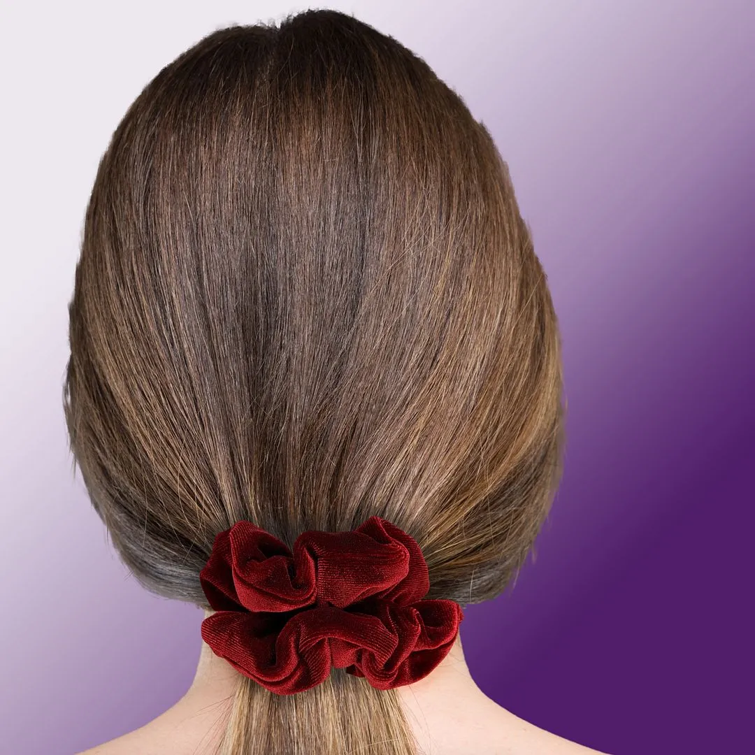 Plush Velvet Scrunchie Available in 3 Sizes Made in the USA Maroon