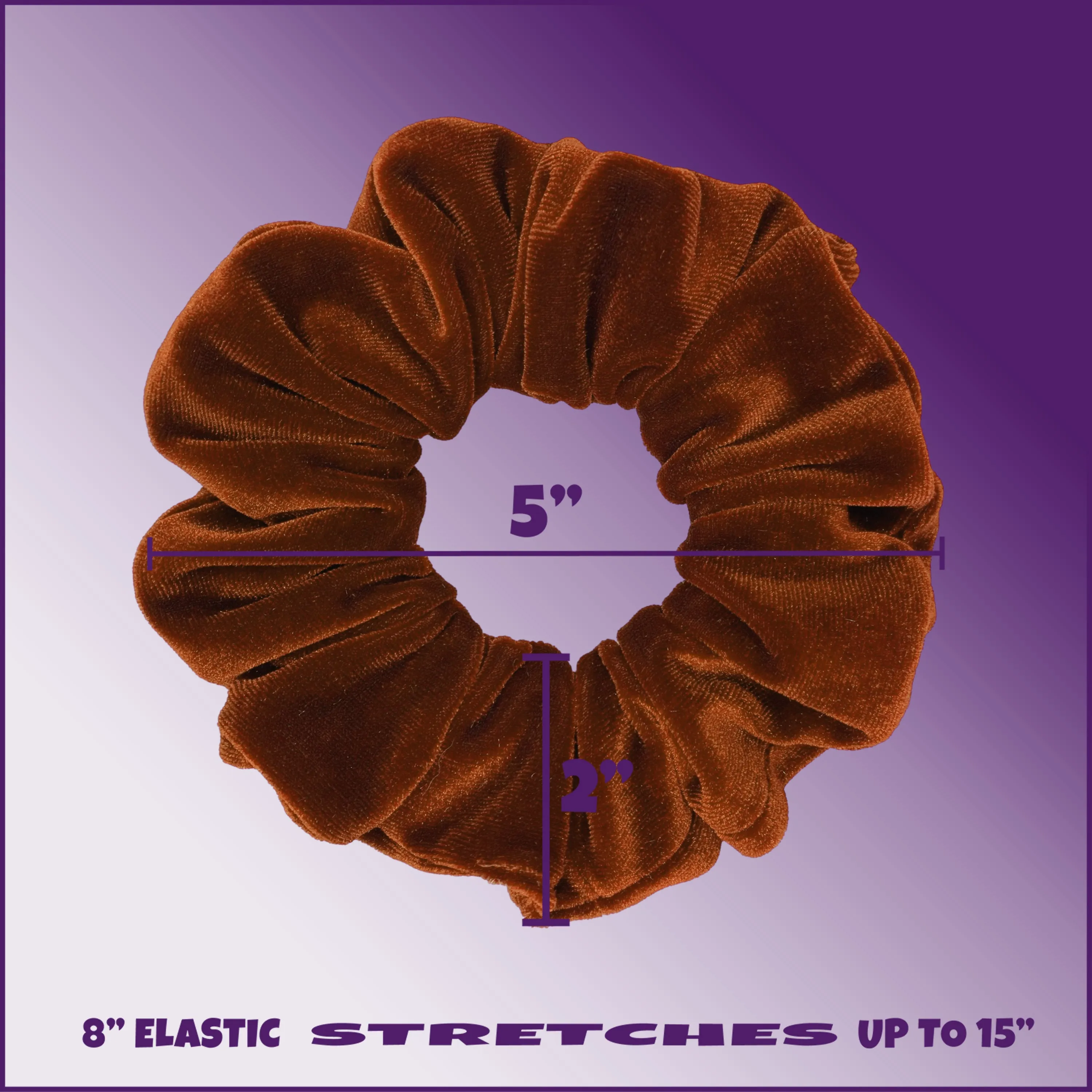 Plush Velvet Scrunchie Available in 3 Sizes Made in the USA Rust