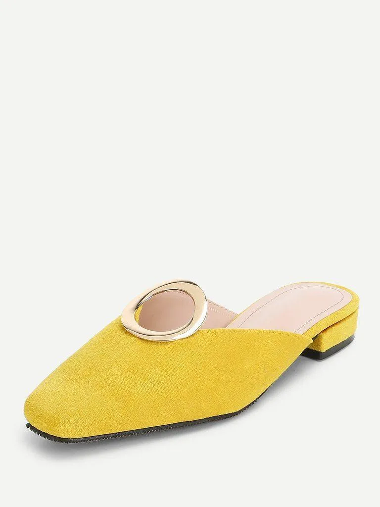 Ring Front Square Toe Suede Flats