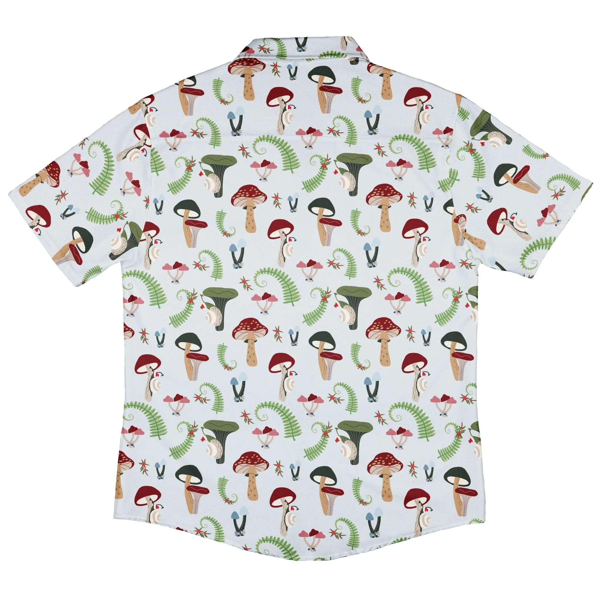 Santa Snails and Winter Mushrooms Button Up Shirt