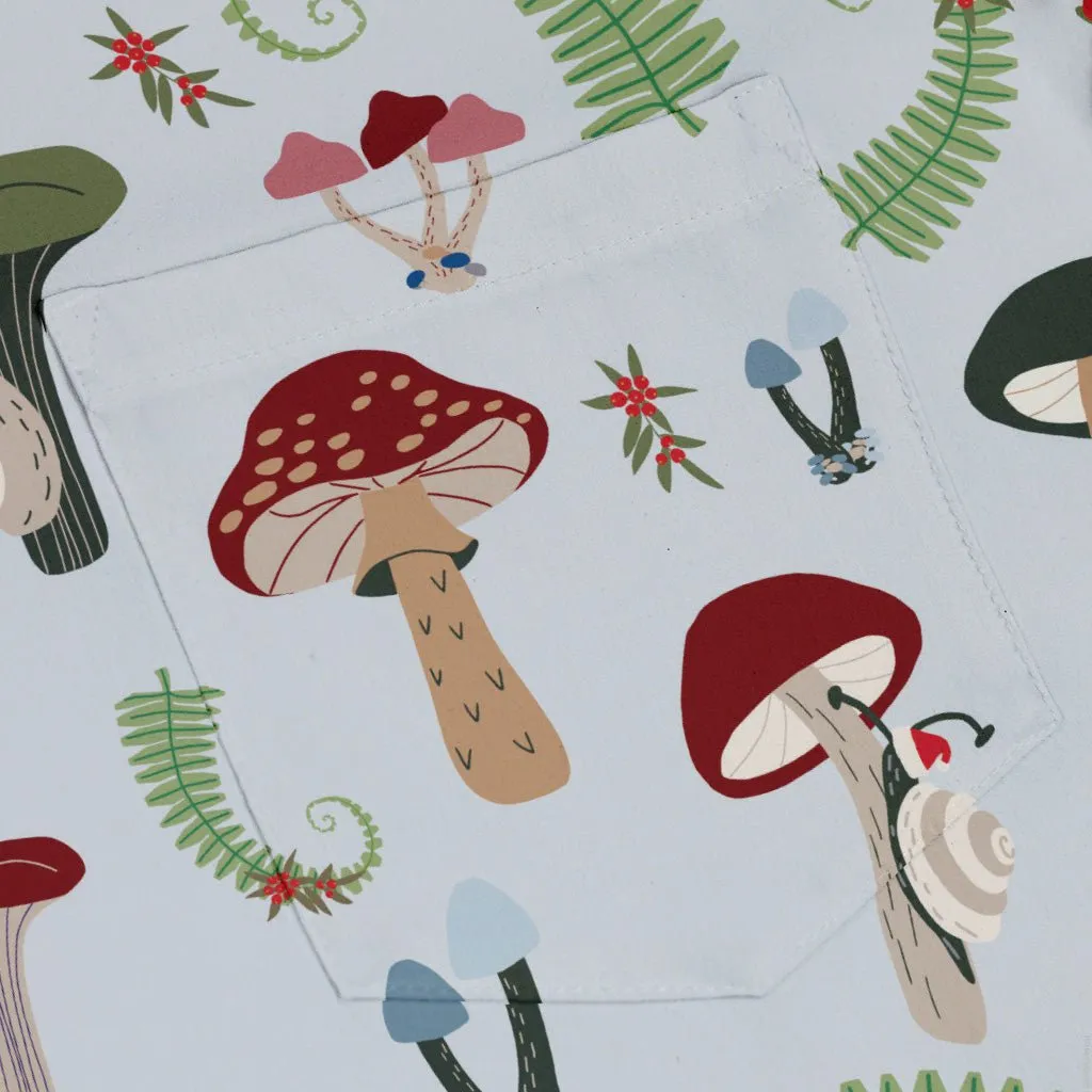 Santa Snails and Winter Mushrooms Button Up Shirt