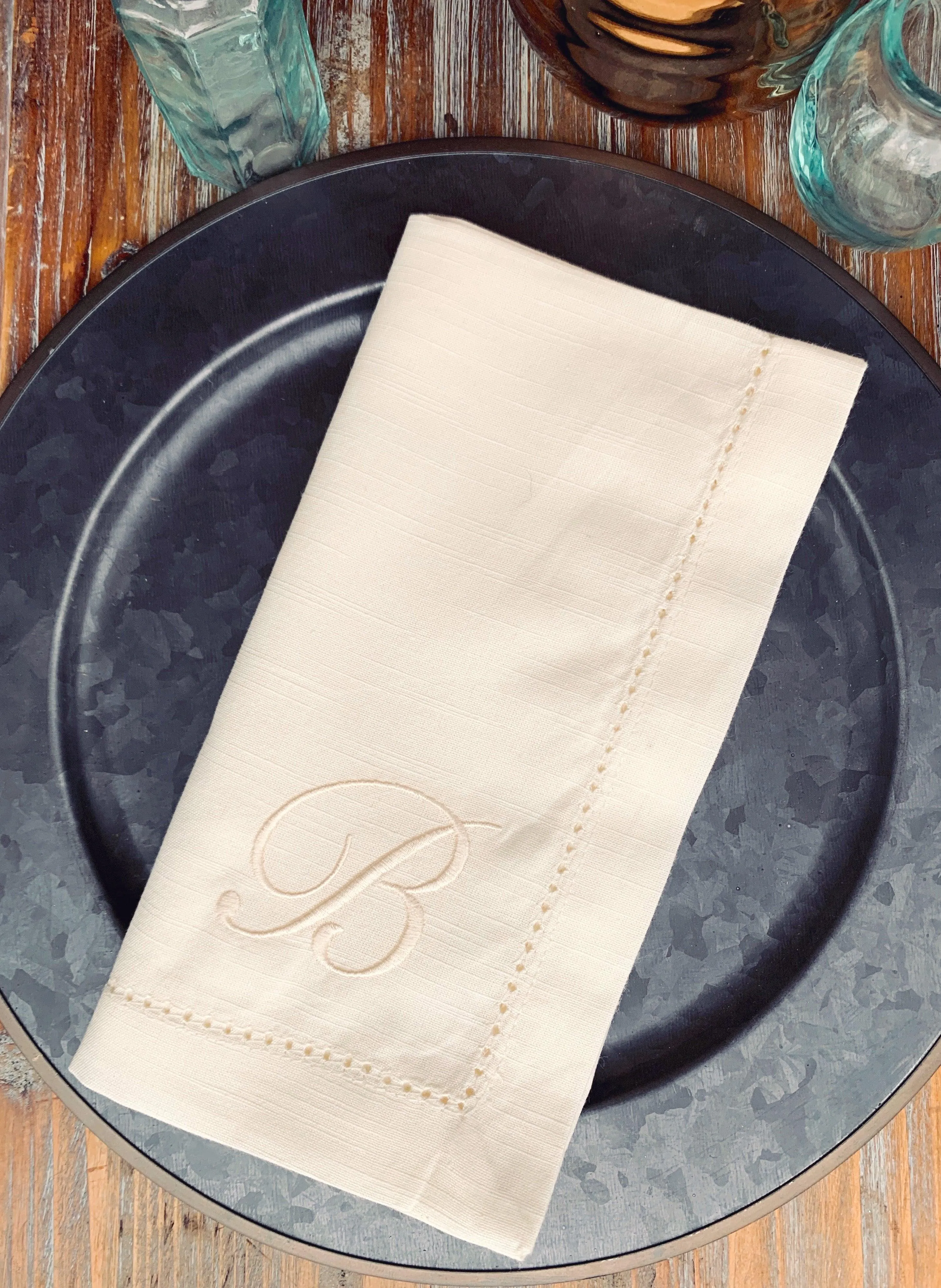 Sophia Monogrammed Embroidered Cloth Napkins