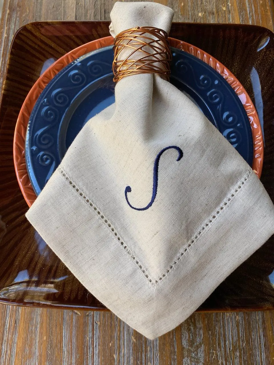 Sophia Monogrammed Embroidered Cloth Napkins